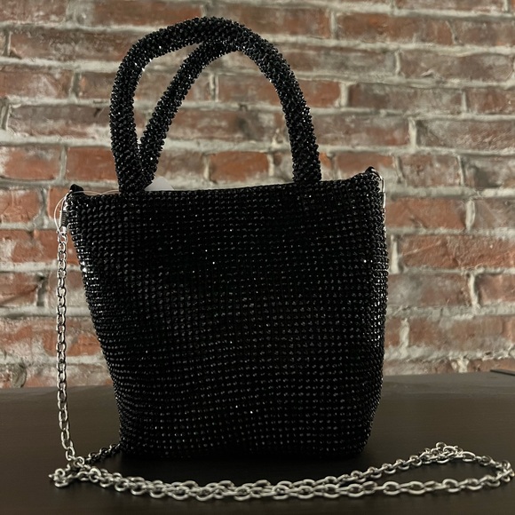 Jessica McClintock Tiny Black Purse with removable strap - Picture 4 of 9